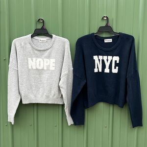 Super Soft Cropped Conversation Sweater Shirt Midweight Cozy 2-Pack Size XXL